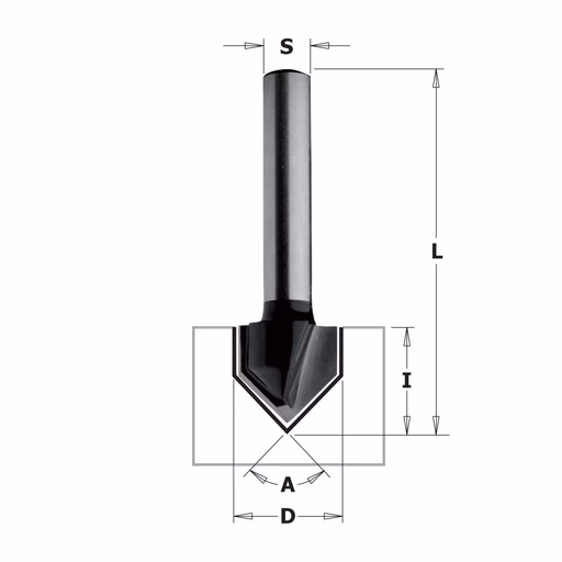 V-groeffrees 90° (contractor), HW D=12,7mm L=45mm I=12,7mm