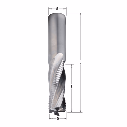 Gecombineerde positieve spiraal - en schrobfrees, HWM D=16mm S=16mm L=90mm I=35mm