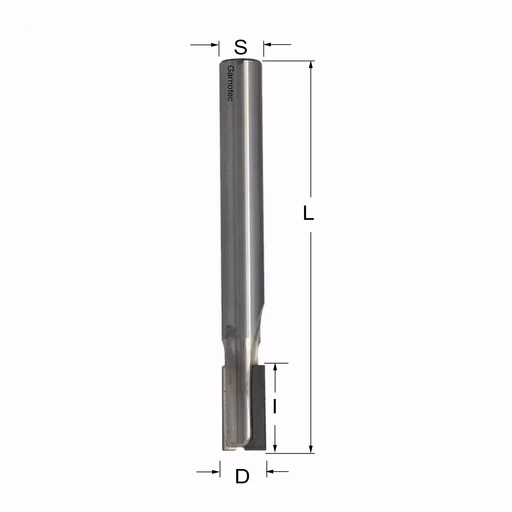 Diamantfrees met negatieve en positieve snij-plakket PCD Z2+1 D=8mm S=8mm L=70mm I=15mm