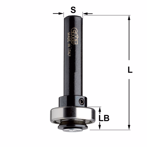 Spindel met kogellager S=1/2" L=55mm LB=9mm