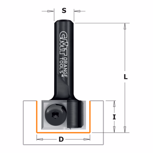 Rechte groeffrees, HWM D=19mm S=8mm L=45mm I=12mm