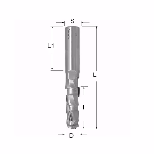 Diamantfrees PCD Z1+1 D=16mm L=114mm I=55mm (6 PCD+1 HM) · 140.363.61