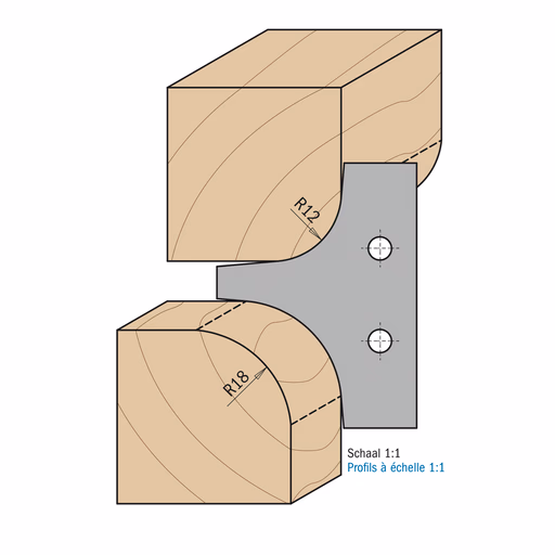 Profielmes voor multiradius-afrondfrees type 2.1 L=34,5mm I=45mm