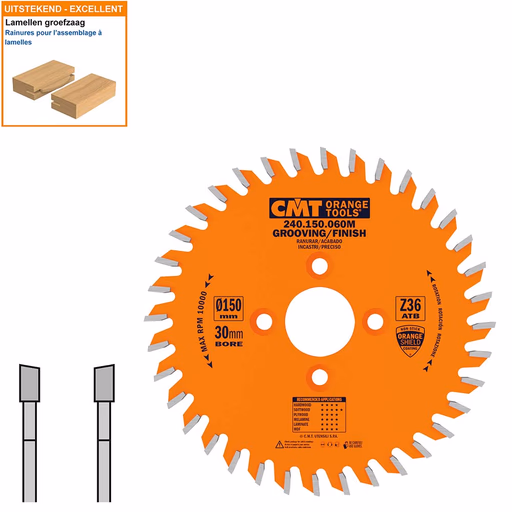 Groefzaag met hardmetalen tanden D=150mm K=6mm P=3mm Z36