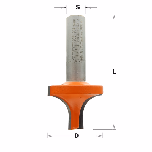 Klassieke profielfrees, HW D=34,9mm I=25mm R=12,7mm d=9,5mm