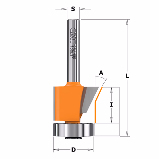 Uitloopfrees met kogellager, HW D=24,5mm L=56,5mm I=16mm A=0-25°