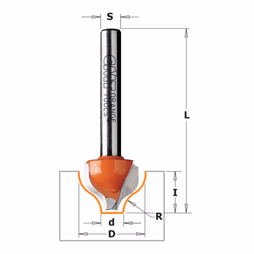 Klassieke profielfrees, HW D=19mm I=11mm R=6,5mm d=6,35mm · 865.001.11