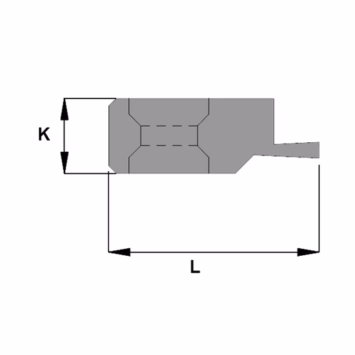 Enkel groefprofiel rechts L=28mm K=10mm