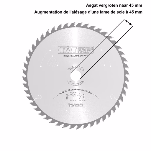 Asgat van een zaagblad vergroten naar 45mm