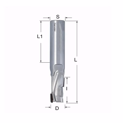 Diamantfrees PCD Z1+1 D=16mm L=84mm I=25mm (3 PCD+1 HM)