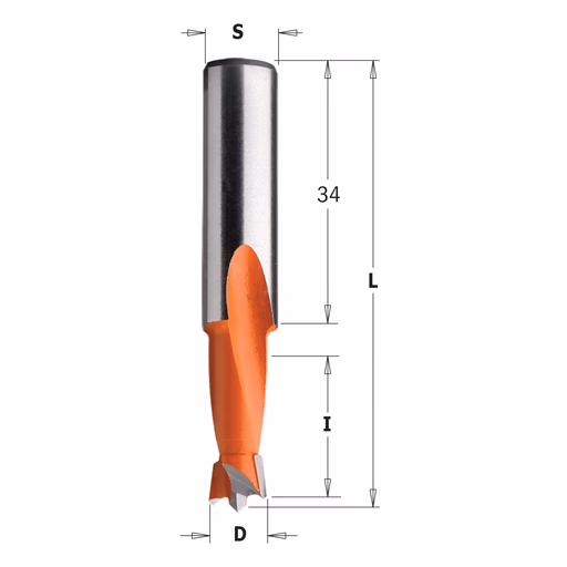 Drevelboor, links D=6mm L=57,5mm L1=34mm I=18mm