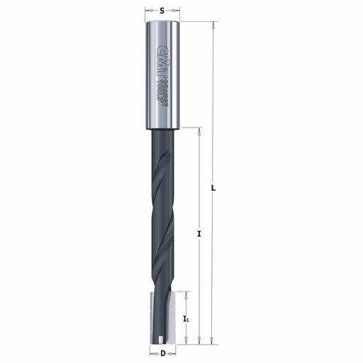 Spiraal langgatboor met spaanbrekers, rechts D=12mm L=150mm I=75mm