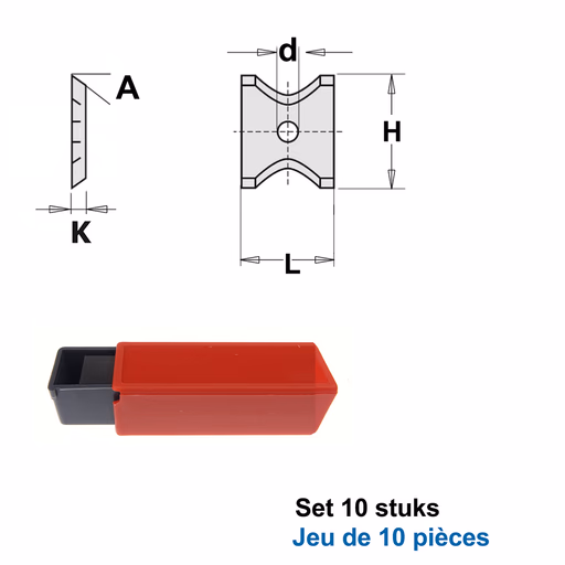 HWM wisselmessen (per 10 st.) L=13mm H=16mm R=4mm d=4mm