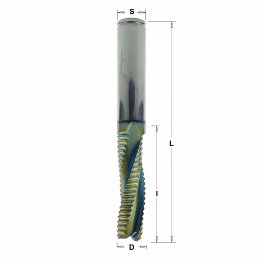 Positieve schrobfrees, HWM + coating D=12mm S=12mm L=80mm I=32mm