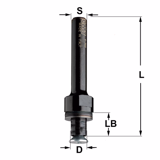 Spindel zonder kogellager S=8mm L=61mm LB=11mm