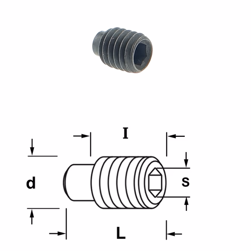 Inbusbout met positie vlak (voor freeskop art. 663.201.11) S=3mm L=8mm