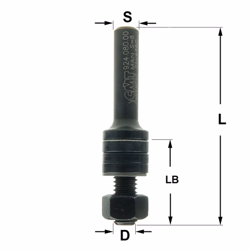 Spindel zonder kogellager S=8mm L=61mm LB=26mm