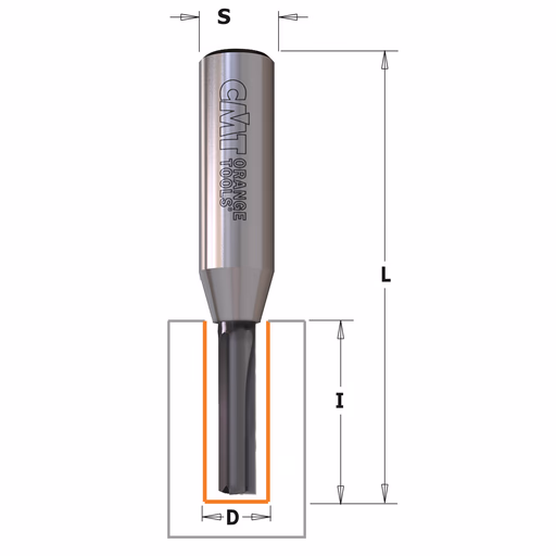 Groeffrees met rechte snijkoppen, HWM D=8mm S=12mm L=75mm I=31,7mm