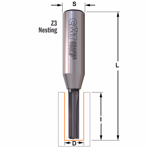 Groeffrees met rechte snijkoppen, HWM D=8mm L=76,2mm I=28,7mm