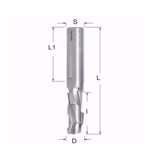 Diamantfrees PCD Z1+1 D=16mm L=95mm I=36mm (4 PCD+1 HM)