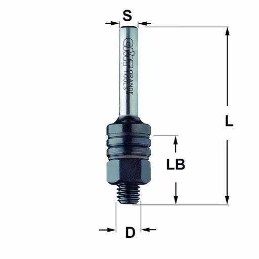 Spindel zonder kogellager S=6,35mm S=1/4" L=61mm LB=26mm
