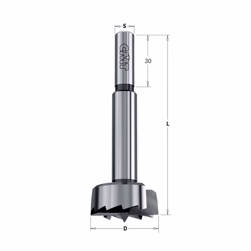 Forstnerboor, rechts D=25mm S=8mm L=90mm