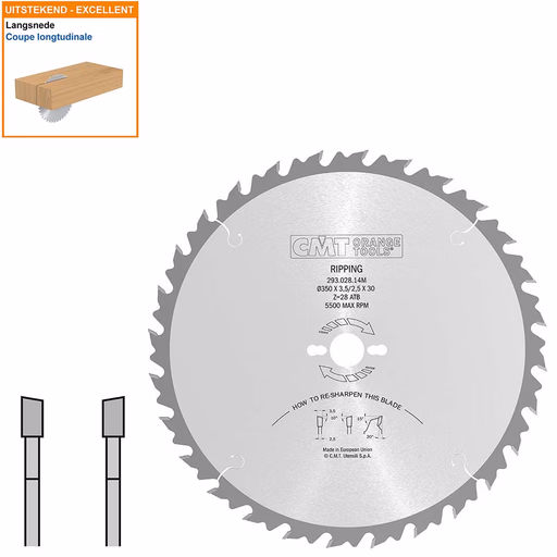 Schulpzaag met hardmetalen tanden voor hout D=350mm K=3,5mm P=2,5mm Z28 · 293.028.14M