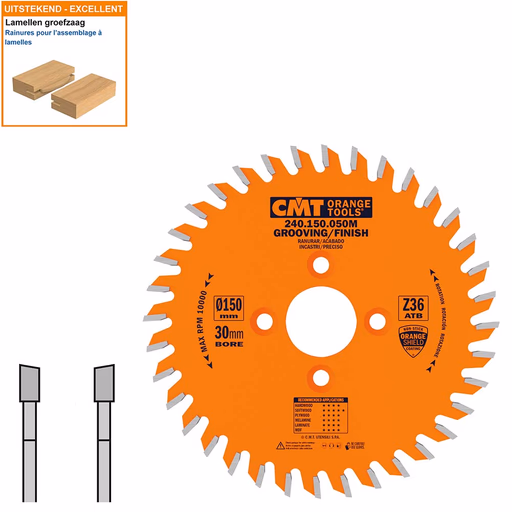 Groefzaag met hardmetalen tanden D=150mm K=5mm P=3mm Z36
