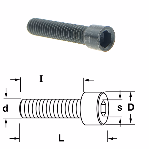 Inbusbout met ronde kop D=5,2mm S=3mm L=22mm I=18mm