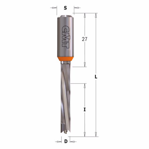 Drevelboor, links D=7mm L=70mm L1=27mm I=30mm