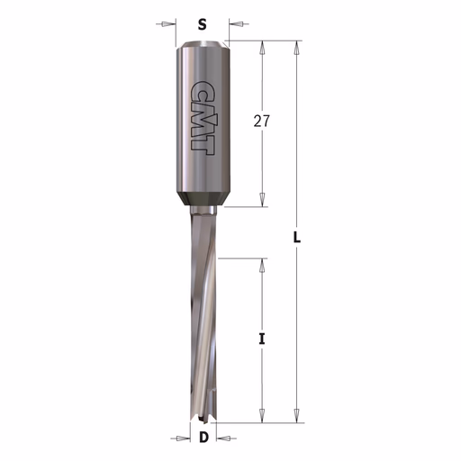 Drevelboor, rechts D=5mm L=70mm L1=27mm I=30mm