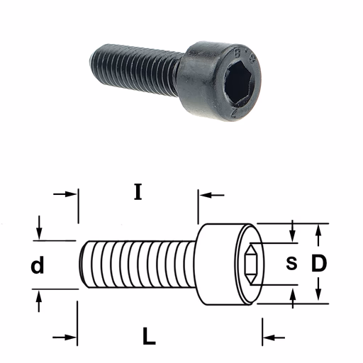 Inbusbout met ronde kop D=8,5mm S=4mm L=15mm I=10mm