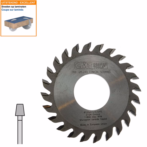 Conische voorritszaag met hardmetalen tanden D=125mm B=45mm P=3,2mm Z24
