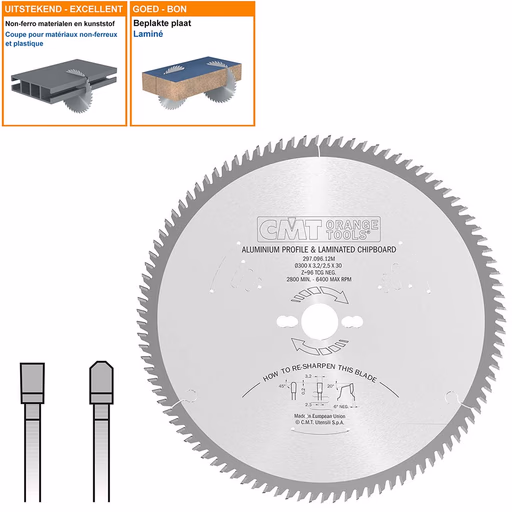 Cirkelzaag voor non-ferro metalen en harde materialen D=300mm K=3,2mm P=2,5mm Z96 · 297.096.12M
