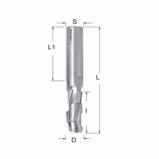 Diamantfrees PCD Z1+1 D=16mm L=96mm I=36mm (4 PCD+1 HM)