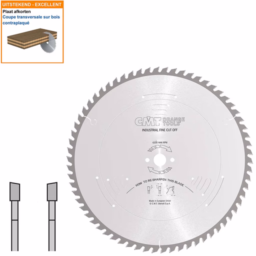 Afkortzaag met hardmetalen tanden geschikt voor hout D=700mm K=4,4mm P=3,2mm Z72