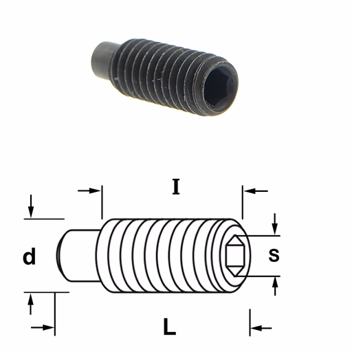 Inbusbout met positie vlak S=4mm L=20mm I=17mm d=M6