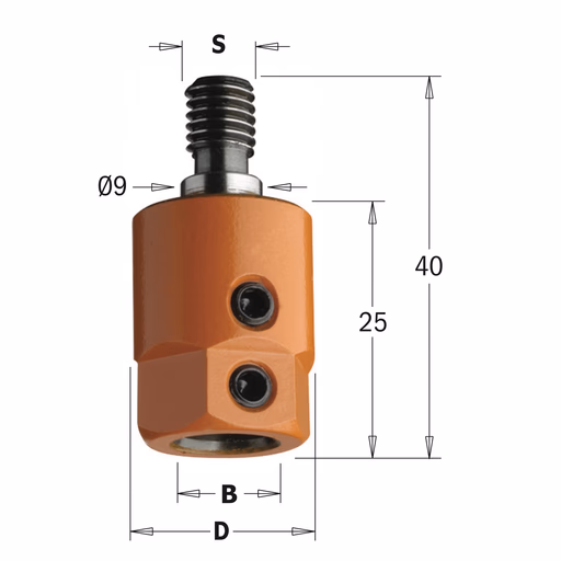 Boorhouder met centreer 9x4 mm, links · 358.000.02