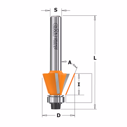 Uitloopfrees met kogellager, HW D=17,5mm L=51mm I=9,5mm A=22°