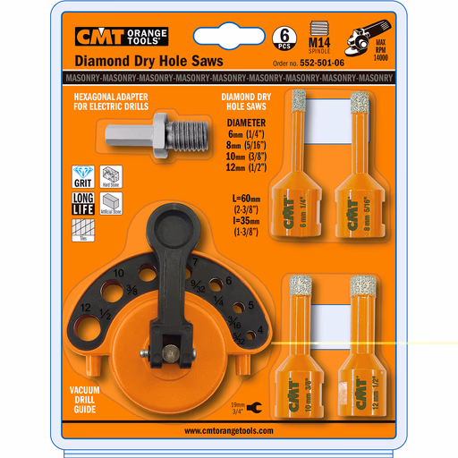 Gatzaag voor extreem harde materialen D=6,8,10 en 12 mm D=6mm S=M14