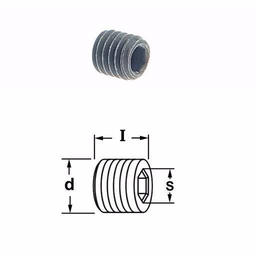 Inbusbout met vlak drukvlak. S=2mm I=4mm d=M4