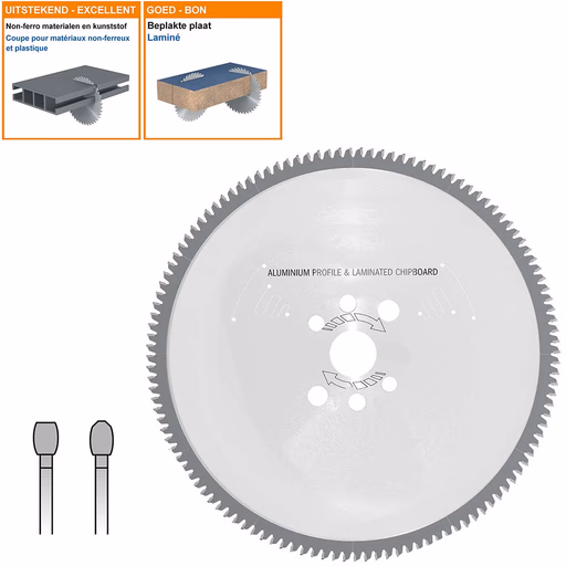Radcut speciaal zaagblad voor gelakte alu-profielen D=550mm K=4,4mm P=3,5mm Z120 · S297.120.22SRAT