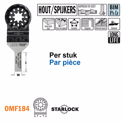 Multitoolzaagblad voor hout met spijkers, 10mm · OMF184-X1
