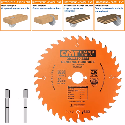 Universeel cirkelzaag voor draagbare machines D=230mm B=30mm K=2,8mm Z36