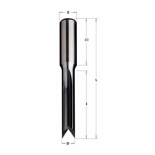 Visbekboor, links en rechts D=6mm S=13mm L=90mm I=45mm