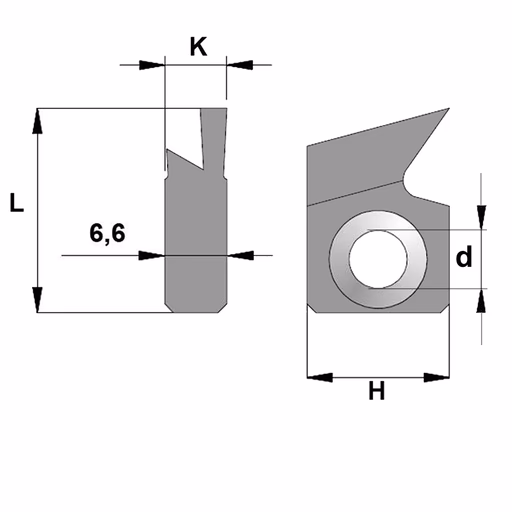 Enkel groefprofiel rechts L=23mm K=7mm · 790.915.A1