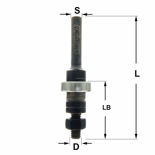 Spindel met kogellager S=8mm L=86mm LB=40mm