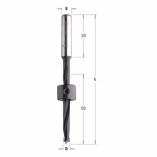 Lange drevelboor, rechts D=5mm