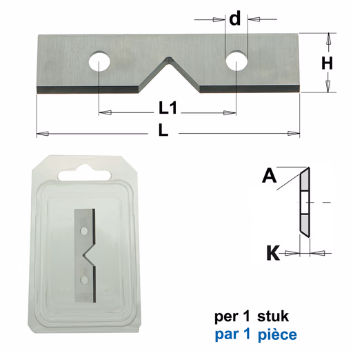 Recht mes met 90° inkeping (per 1 st.) L=50mm K=1,5mm H=12mm
