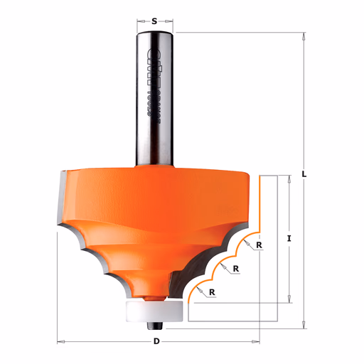 Kwart oprond frees met Delrin kogellager, HW D=66,7mm L=90mm I=41,3mm R=8mm